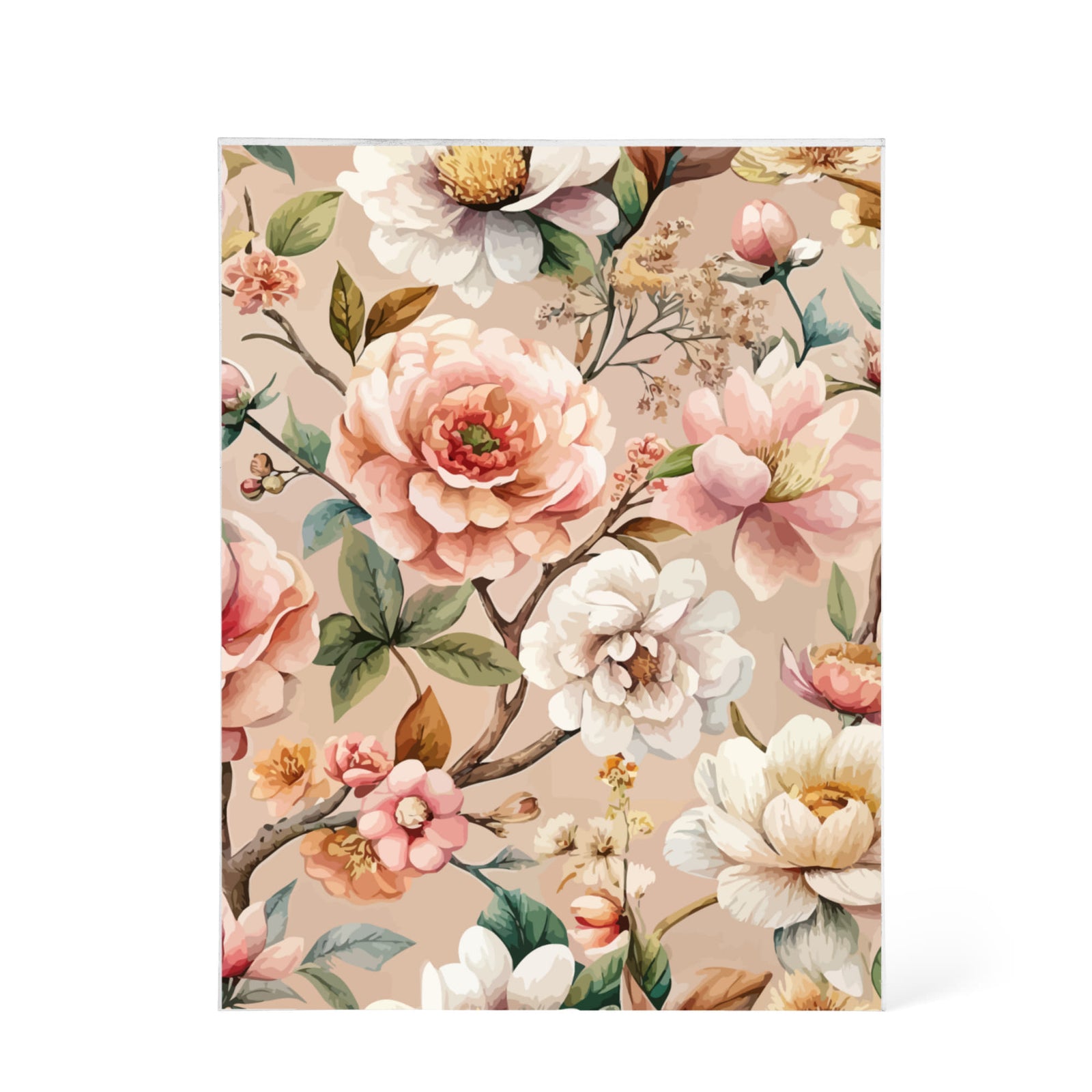 Folk Floral Pattern, Japanese Inspired 04 - 5.25" x 7" Acrylic Block