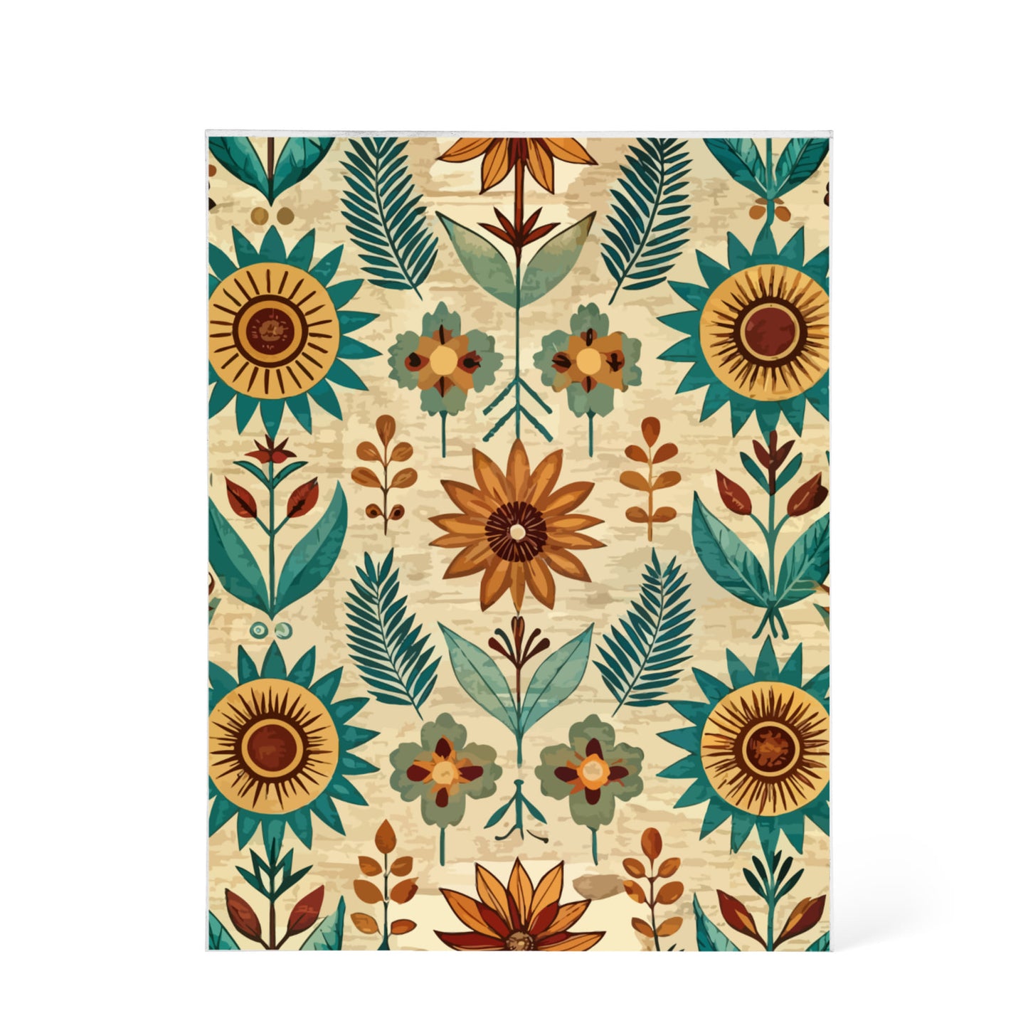 Folk Floral Pattern, Native American Inspired 03 - 5.25" x 7" Acrylic Block