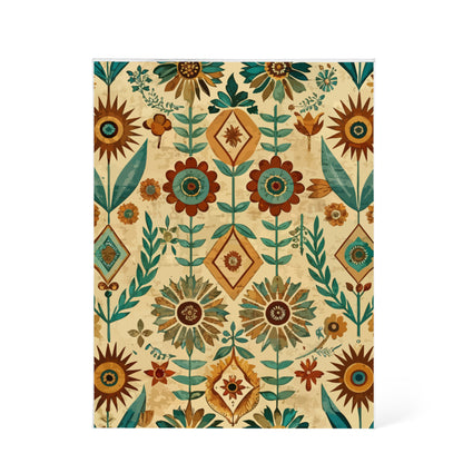 Folk Floral Pattern, Native American Inspired 02 - 5.25" x 7" Acrylic Block