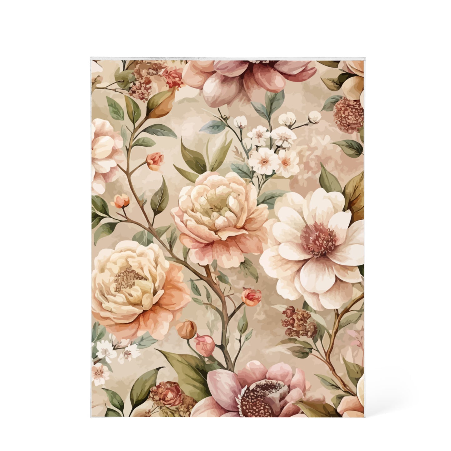 Folk Floral Pattern, Japanese Inspired 03 - 5.25" x 7" Acrylic Block