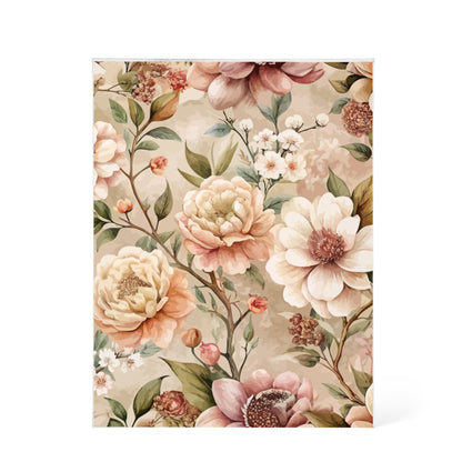 Folk Floral Pattern, Japanese Inspired 03 - 5.25" x 7" Acrylic Block