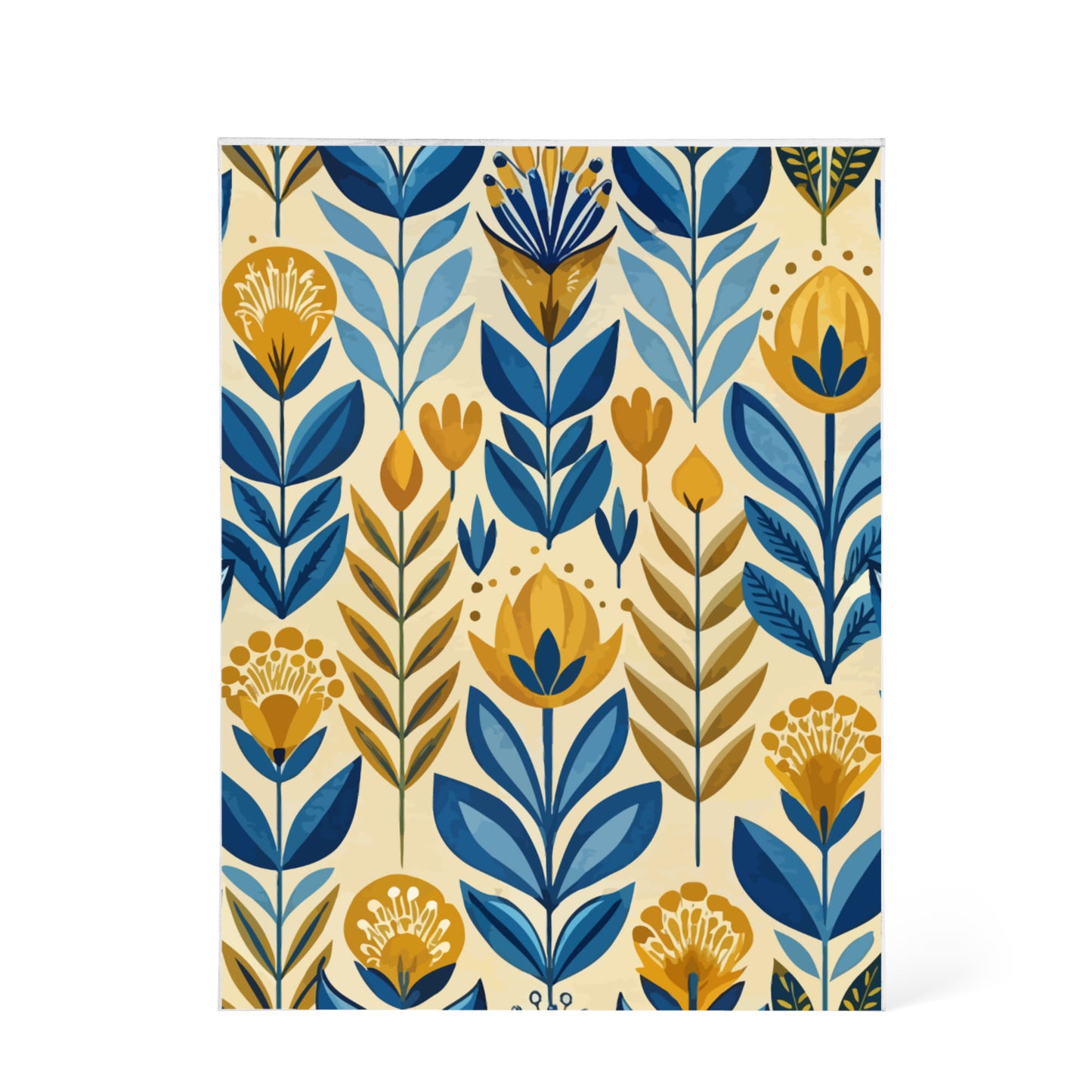 Folk Floral Pattern, Scandinavian Inspired 02 - 5.25" x 7" Acrylic Block