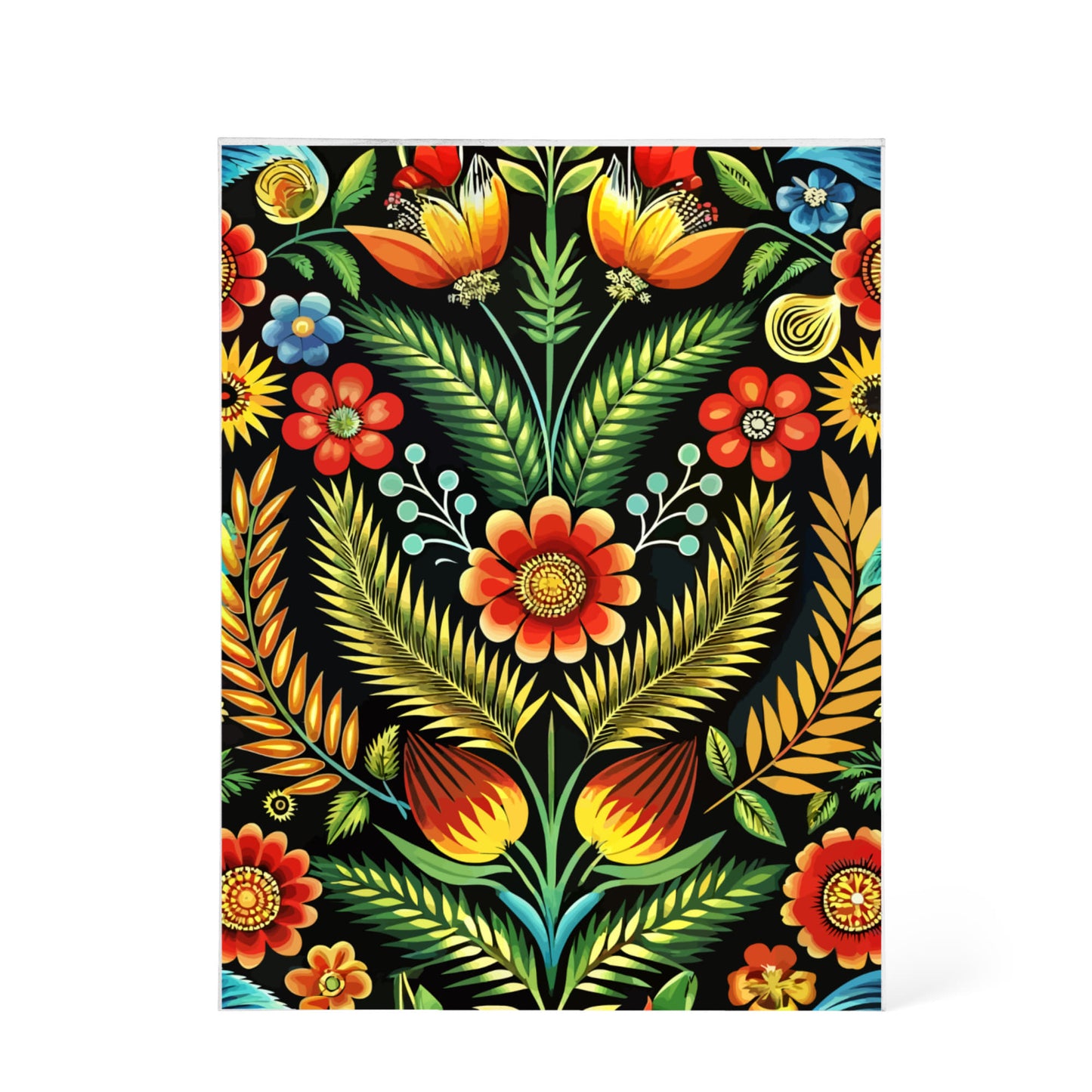 Folk Floral Pattern, Polish Inspired 01 - 5.25" x 7" Acrylic Block