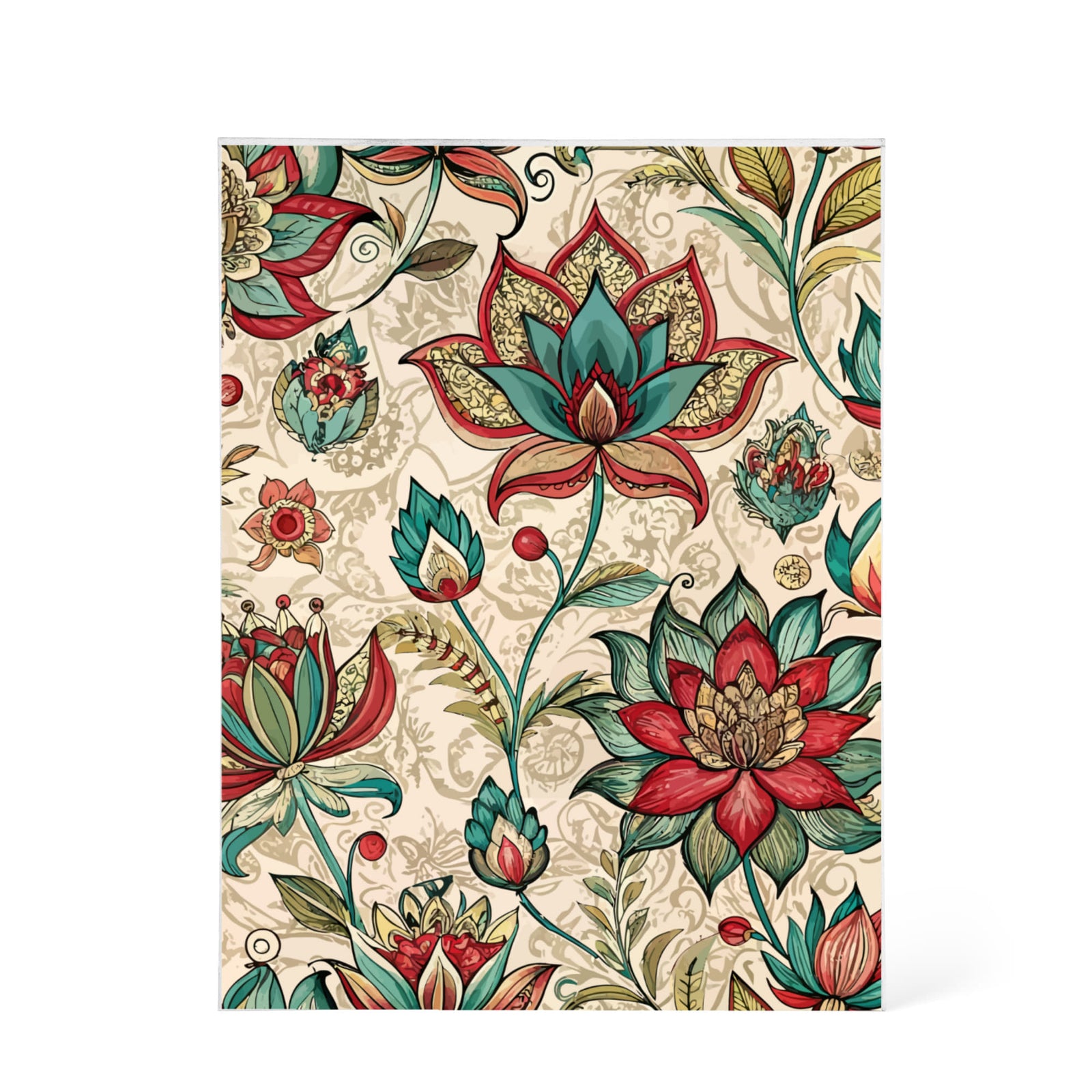 Folk Floral Pattern, Indian Inspired 10 - 5.25" x 7" Acrylic Block