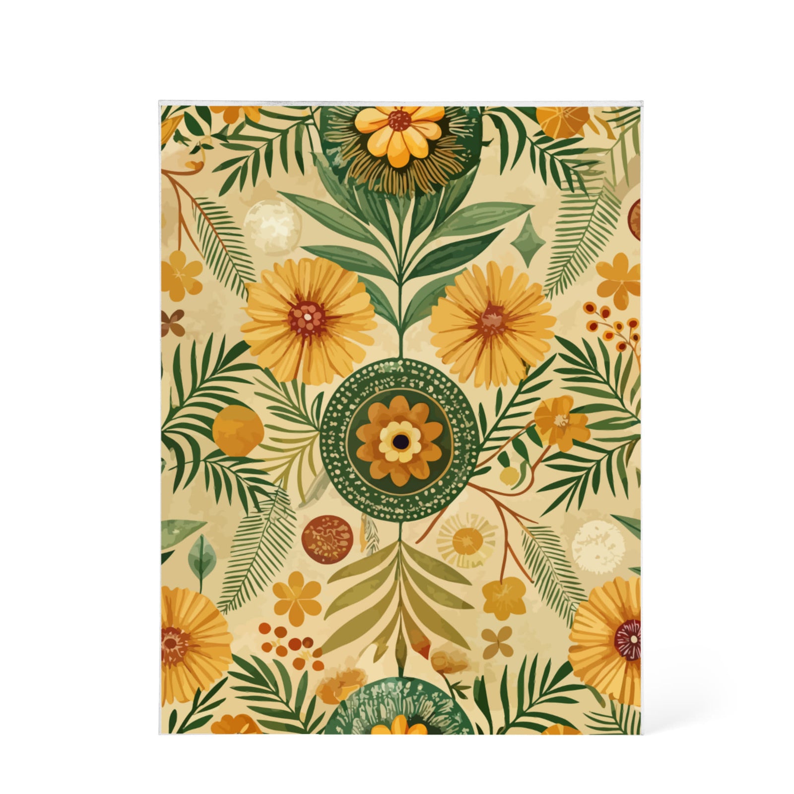 Folk Floral Pattern, Kenyan Inspired 01 - 5.25" x 7" Acrylic Block
