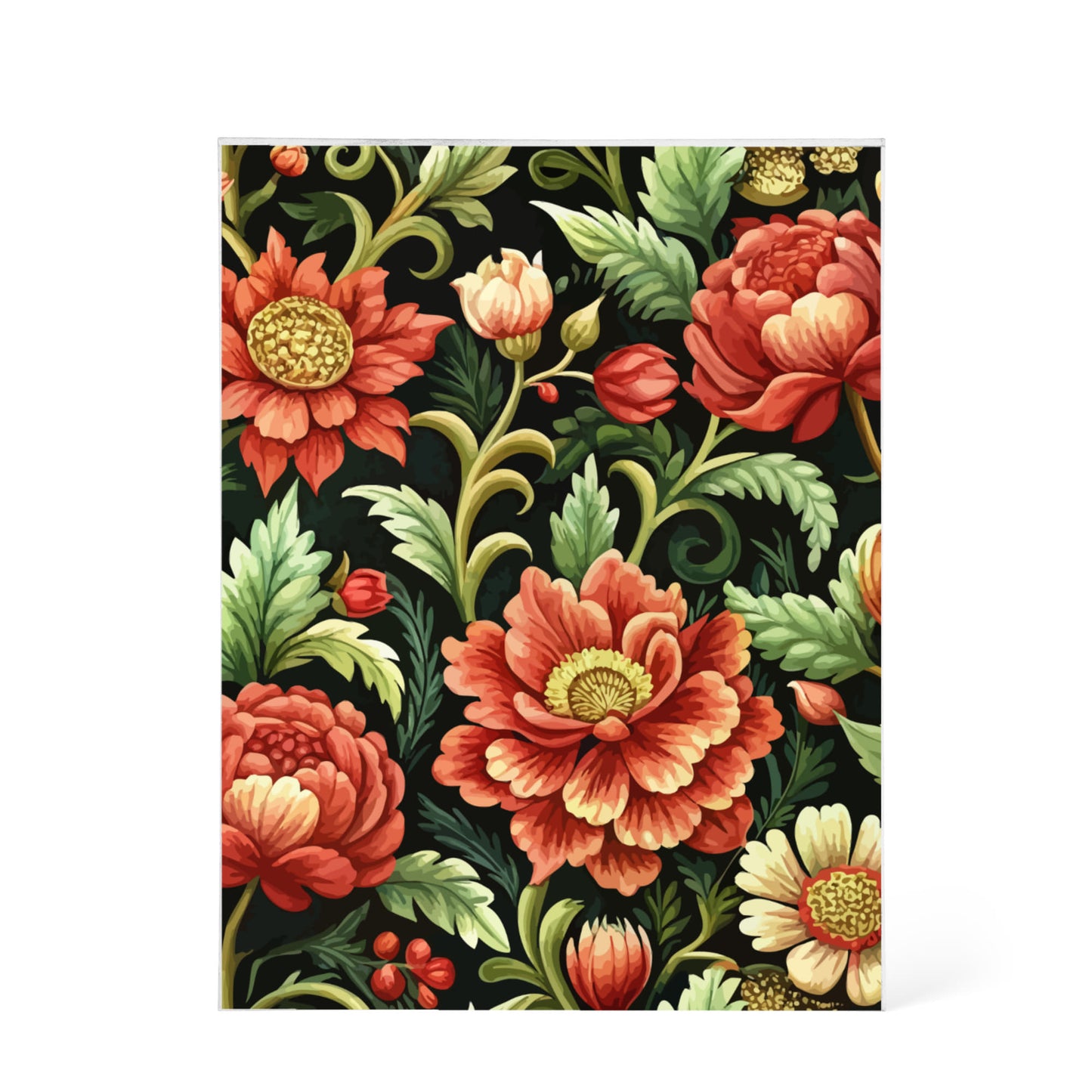 Folk Floral Pattern, Eastern European Inspired 01 - 5.25" x 7" Acrylic Block