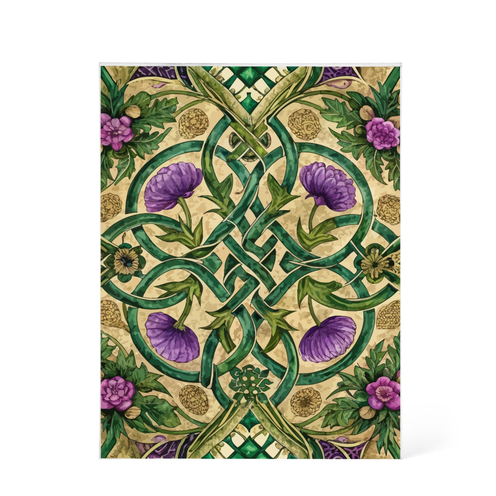 Folk Floral Pattern, Celtic Inspired 04 - 5.25" x 7" Acrylic Block