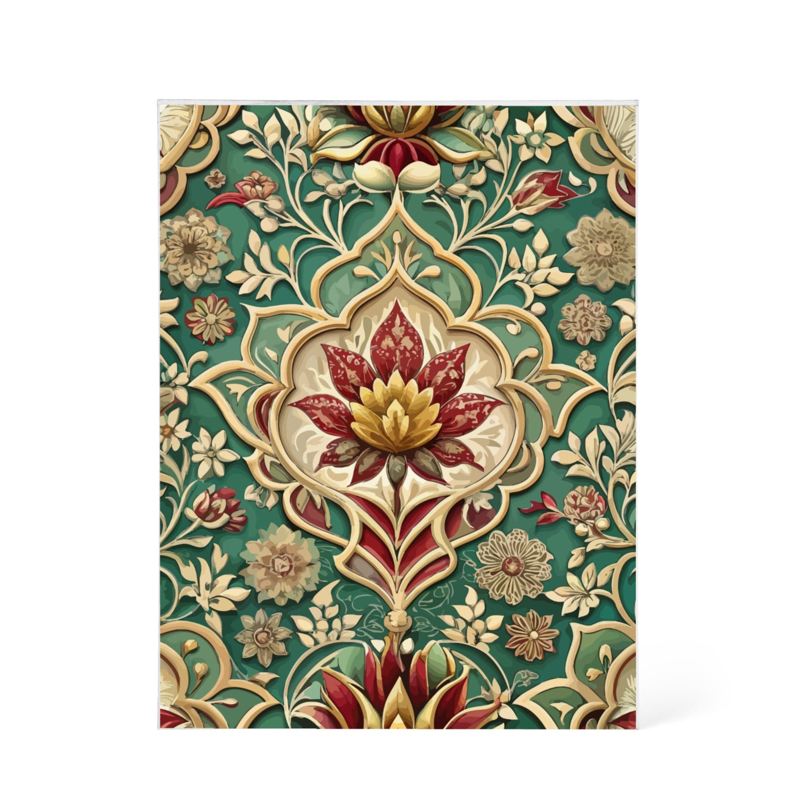 Folk Floral Pattern, Mughal Inspired 02 - 5.25" x 7" Acrylic Block