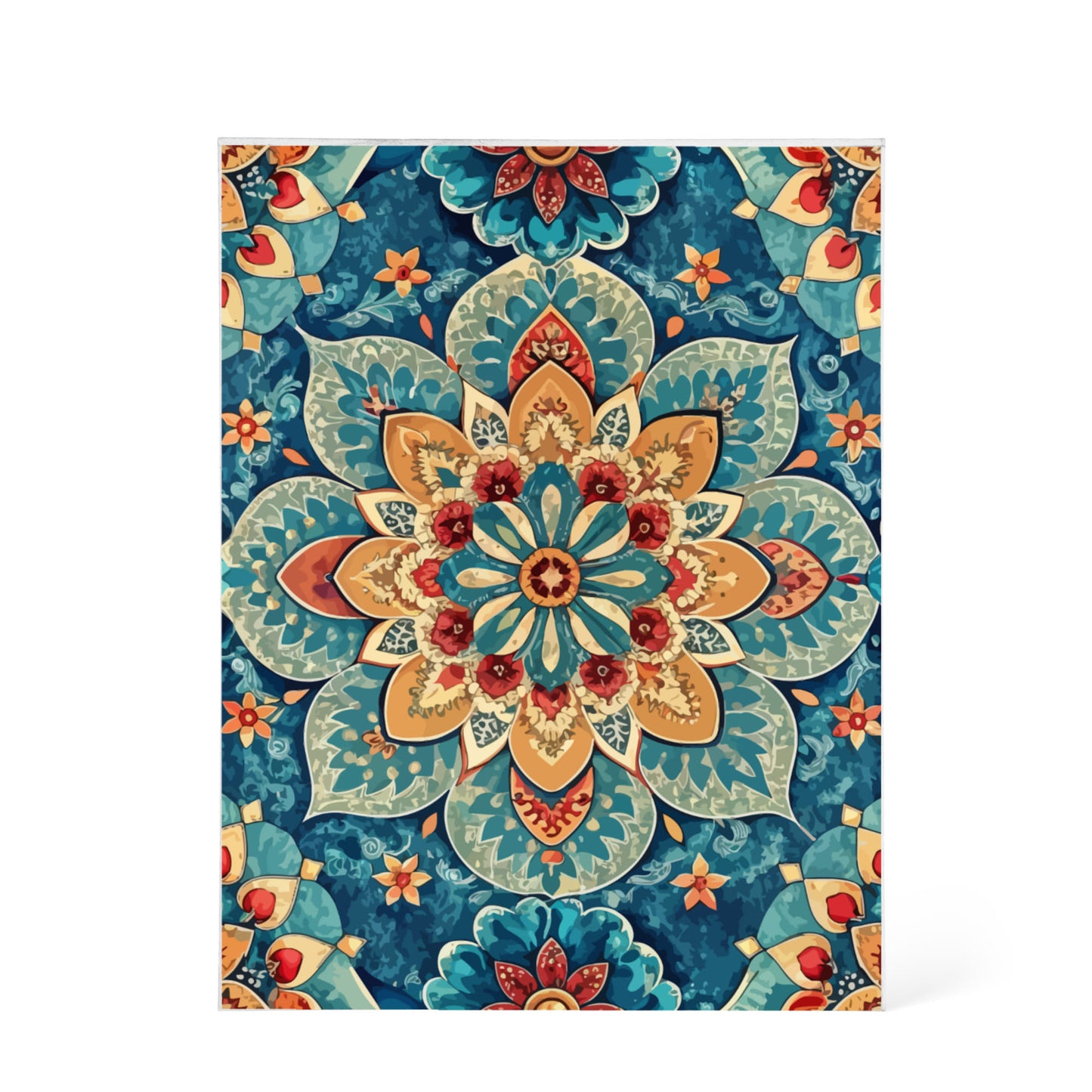 Folk Floral Pattern, Moroccan Inspired 05 - 5.25" x 7" Acrylic Block
