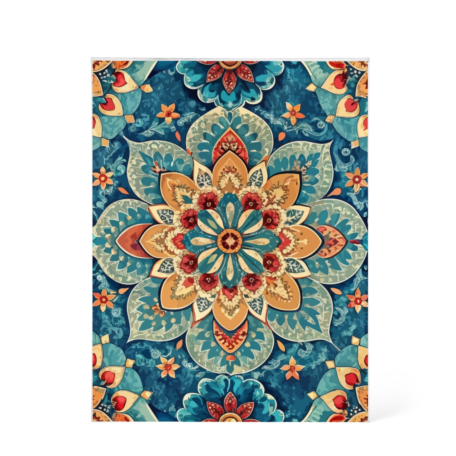 Folk Floral Pattern, Moroccan Inspired 05 - 5.25" x 7" Acrylic Block