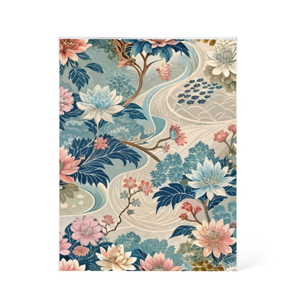 Folk Floral Pattern, Japanese Inspired 05 - 5.25" x 7" Acrylic Block