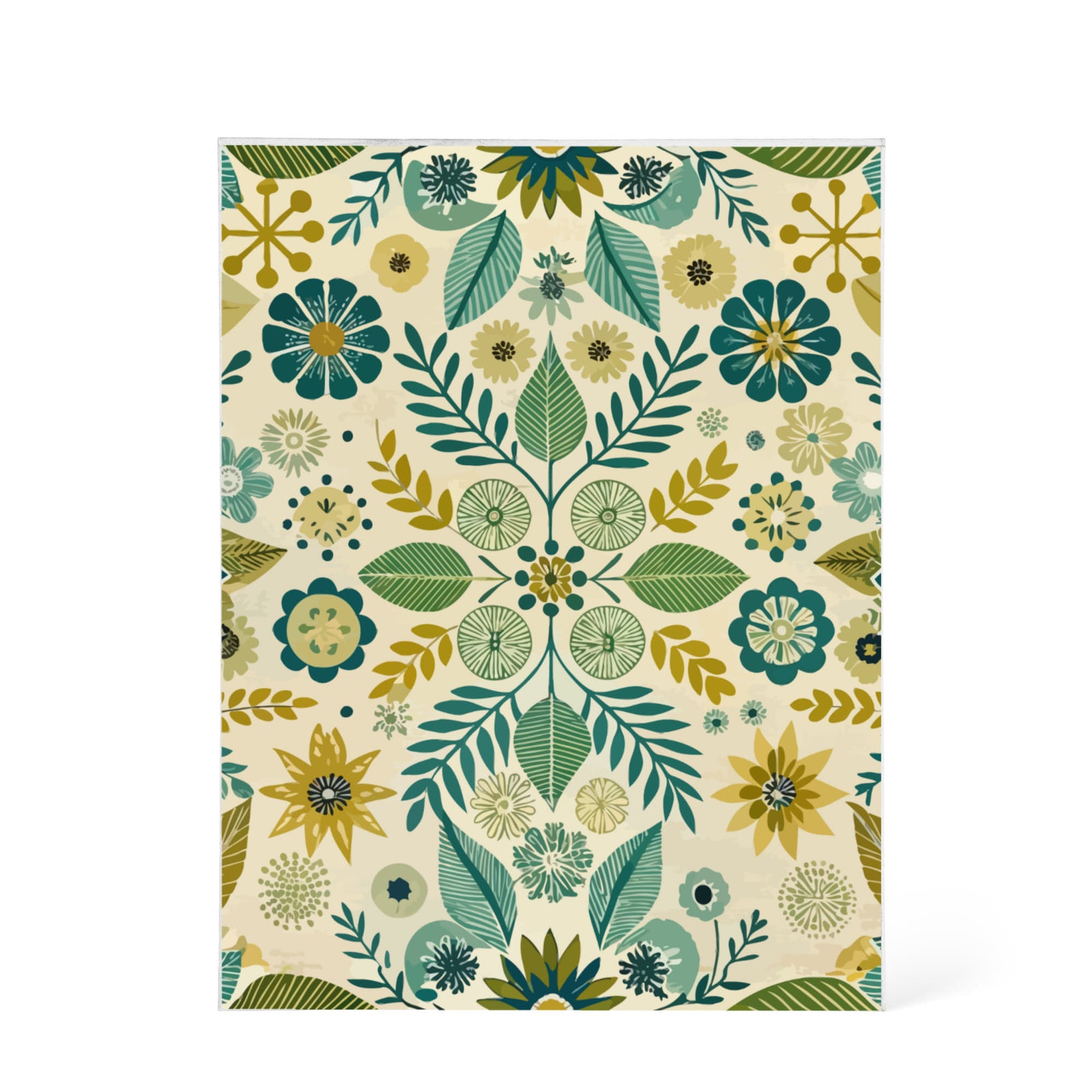 Folk Floral Pattern, Scandinavian Inspired 01 - 5.25" x 7" Acrylic Block