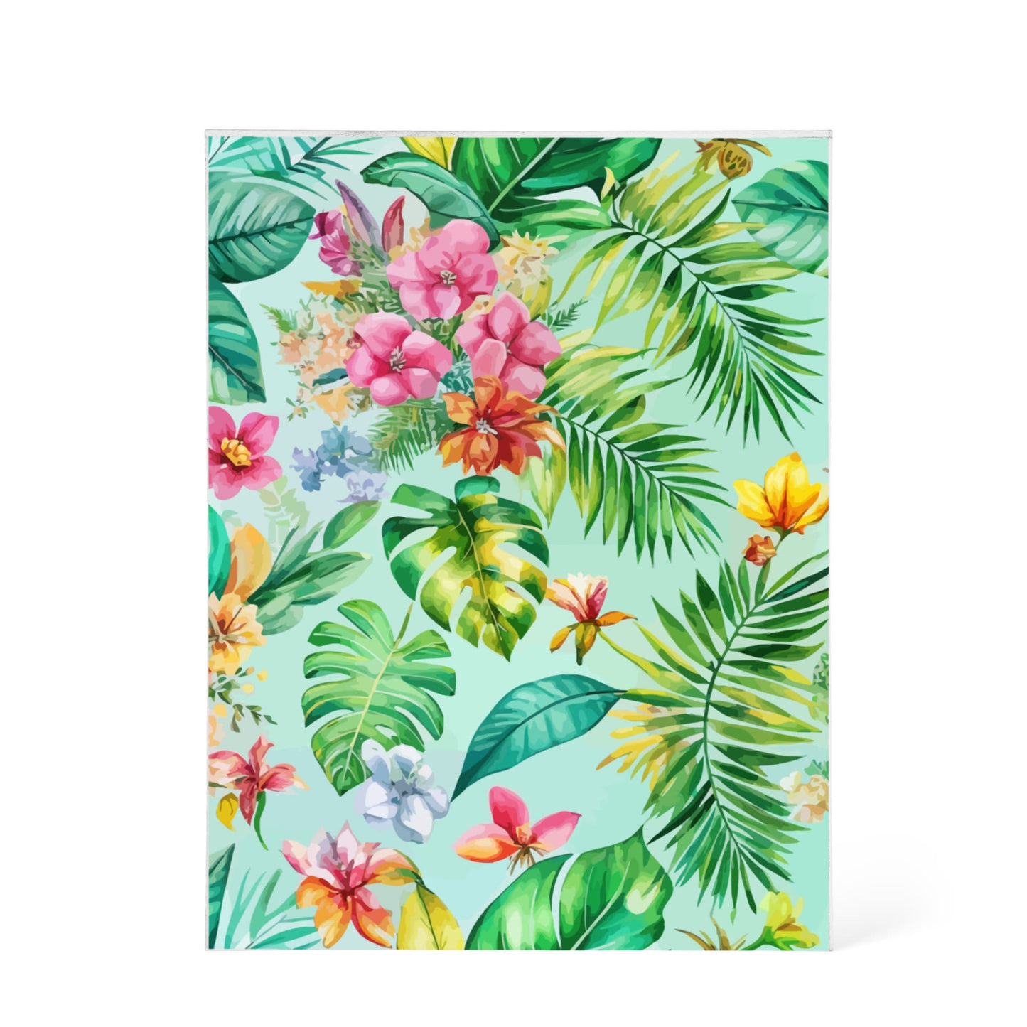 Folk Floral Pattern, Caribbean Inspired 02 - 5.25" x 7" Acrylic Block