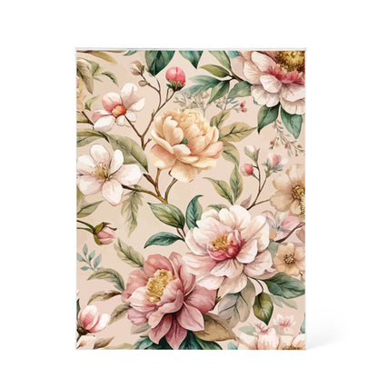 Folk Floral Pattern, Japanese Inspired 01 - 5.25" x 7" Acrylic Block