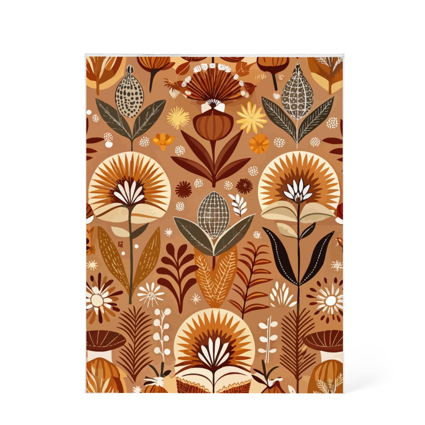 Folk Floral Pattern, African Inspired 01 - 5.25" x 7" Acrylic Block
