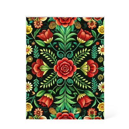 Folk Floral Pattern, Hungarian Inspired 06 - 5.25" x 7" Acrylic Block