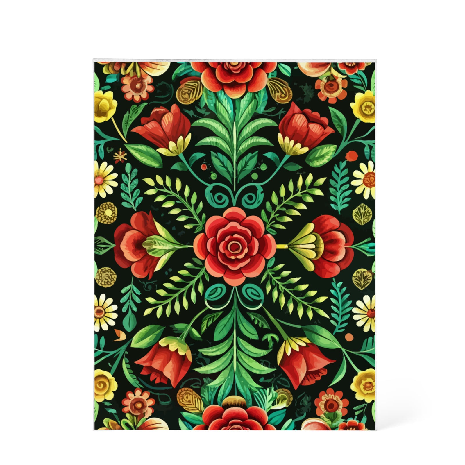 Folk Floral Pattern, Hungarian Inspired 06 - 5.25" x 7" Acrylic Block