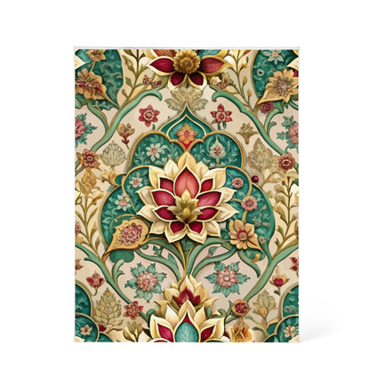 Folk Floral Pattern, Mughal Inspired 01 - 5.25" x 7" Acrylic Block