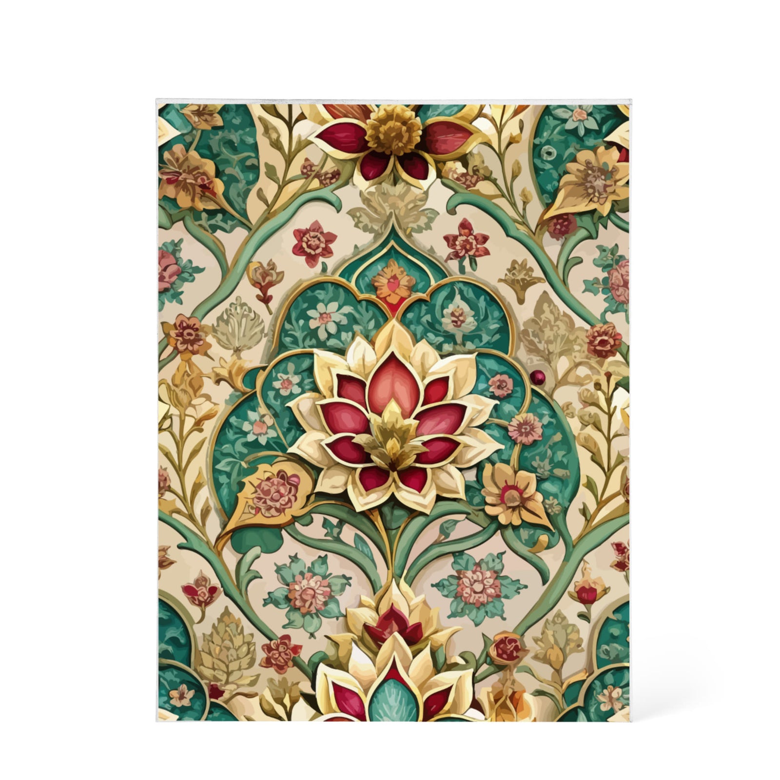 Folk Floral Pattern, Mughal Inspired 01 - 5.25" x 7" Acrylic Block