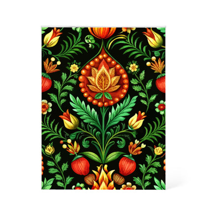 Folk Floral Pattern, Hungarian Inspired 01 - 5.25" x 7" Acrylic Block