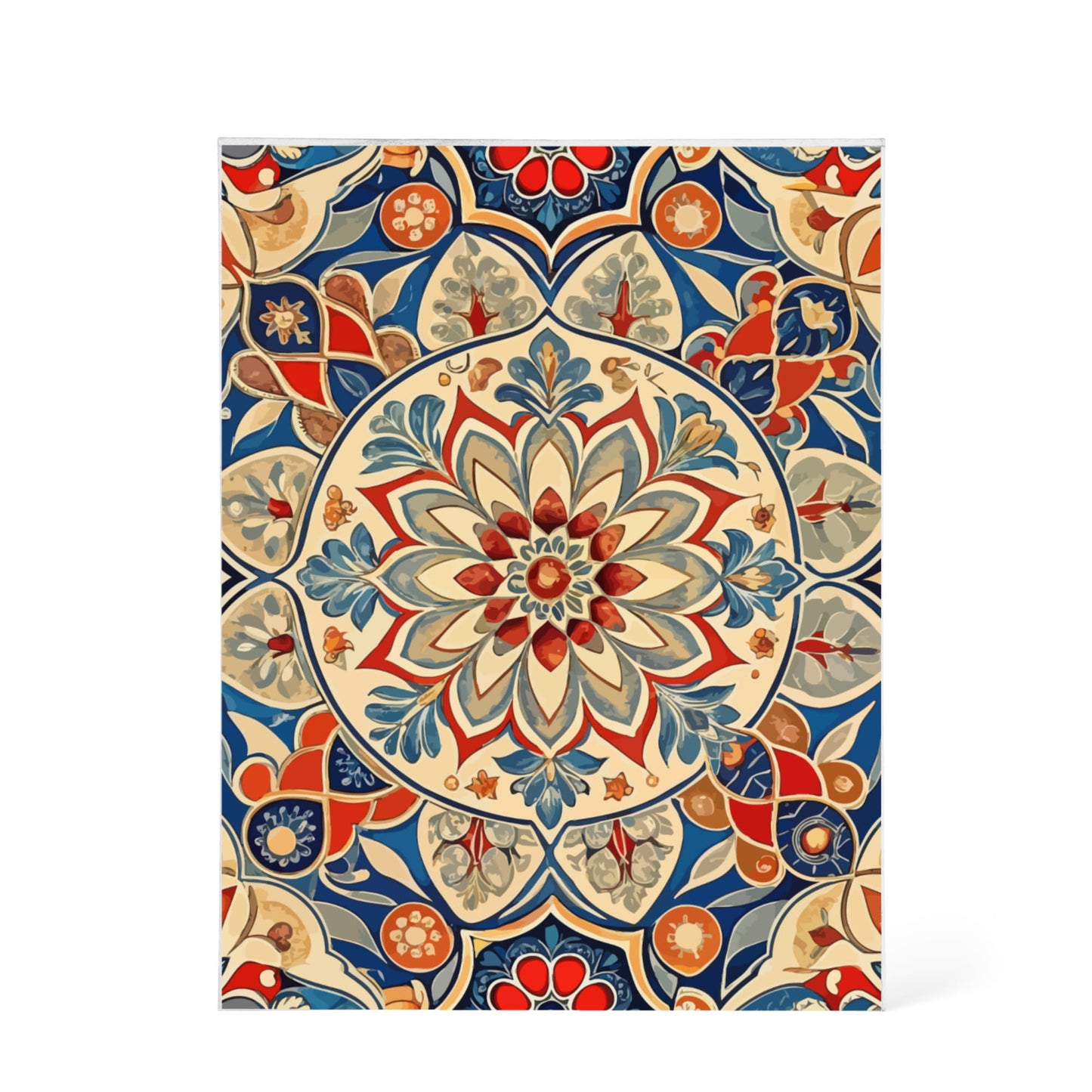 Folk Floral Pattern, Moroccan Inspired 01 - 5.25" x 7" Acrylic Block