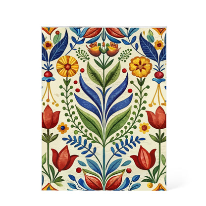 Folk Floral Pattern, Swedish Inspired 01 - 5.25" x 7" Acrylic Block