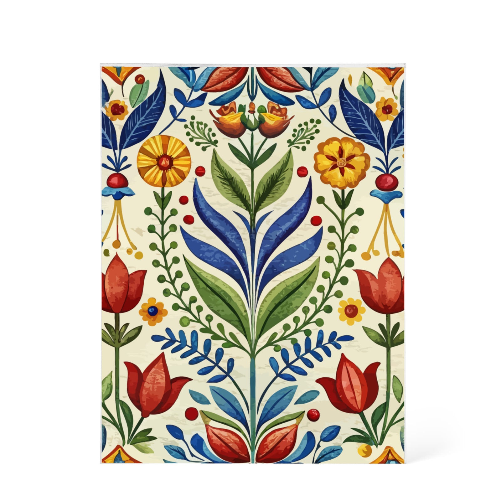 Folk Floral Pattern, Swedish Inspired 01 - 5.25" x 7" Acrylic Block