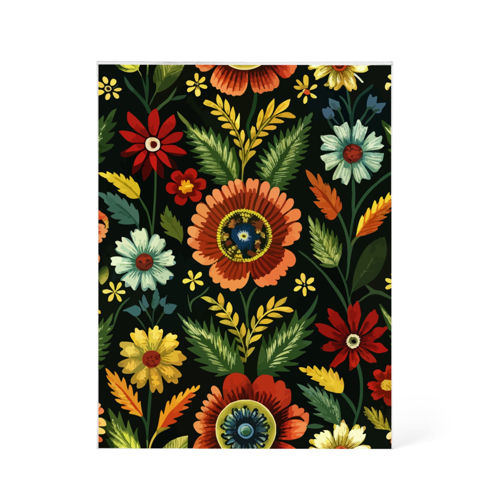 Folk Floral Pattern, Serbian Inspired 02 - 5.25" x 7" Acrylic Block