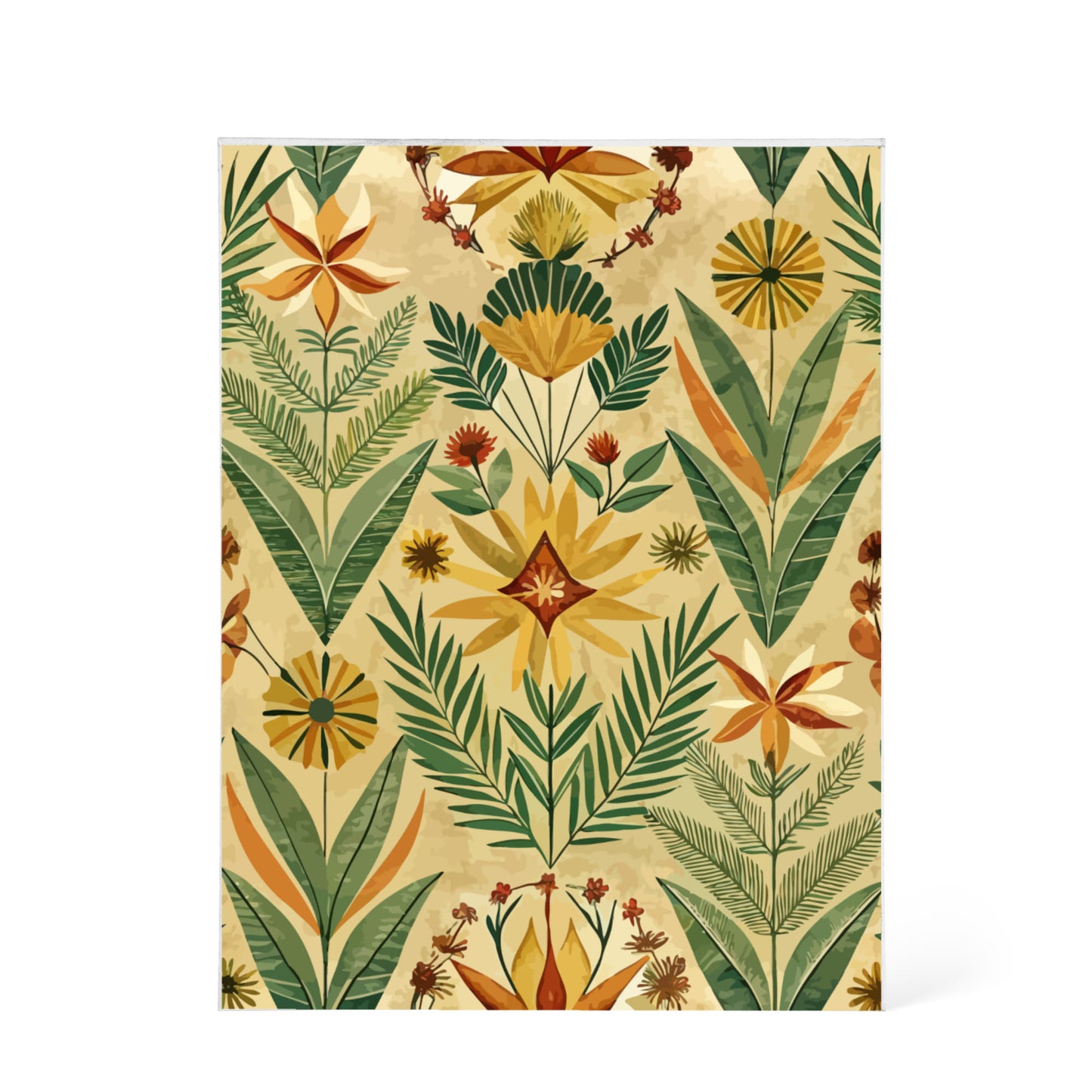 Folk Floral Pattern, Kenyan Inspired 02 - 5.25" x 7" Acrylic Block
