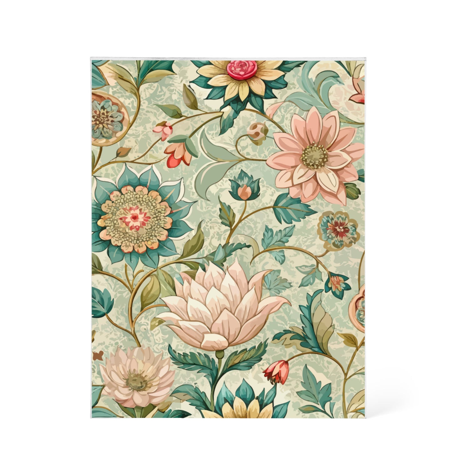 Folk Floral Pattern, Burmese Inspired 01 - 5.25" x 7" Acrylic Block