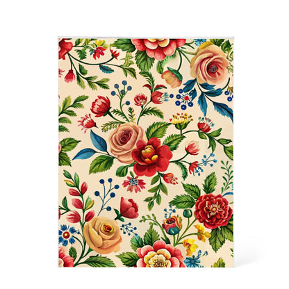 Folk Floral Pattern, Romanian Inspired 04 - 5.25" x 7" Acrylic Block