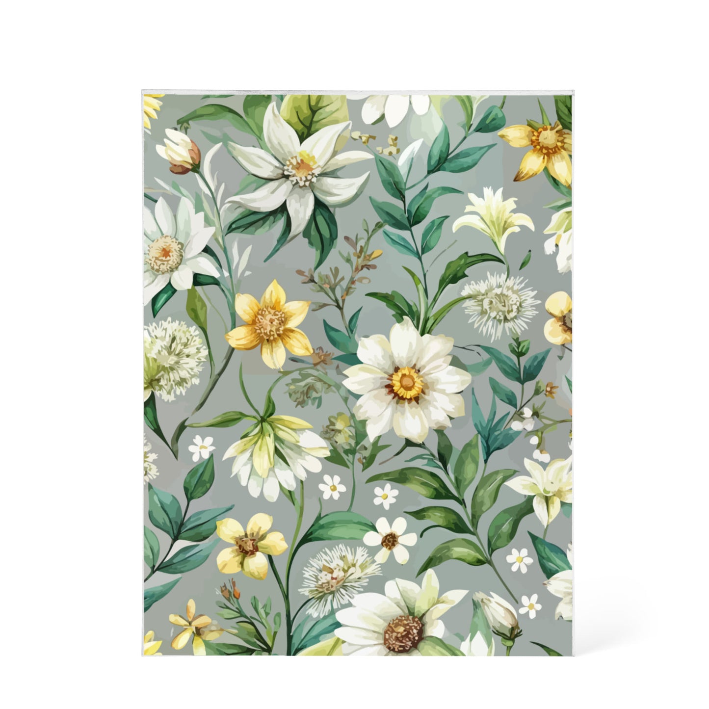 Folk Floral Pattern, Alpine Inspired 01 - 5.25" x 7" Acrylic Block