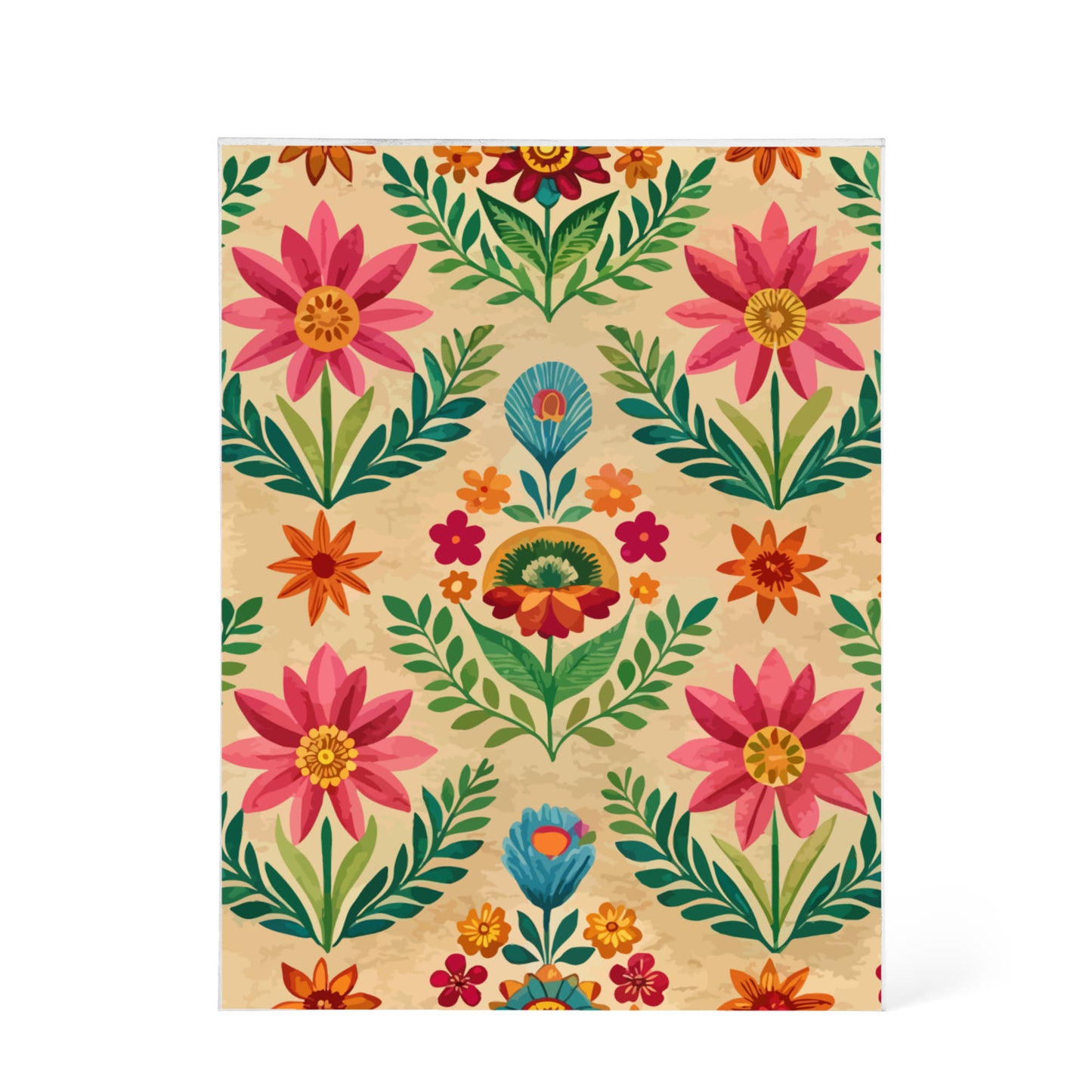 Folk Floral Pattern, Peruvian Inspired 02 - 5.25" x 7" Acrylic Block
