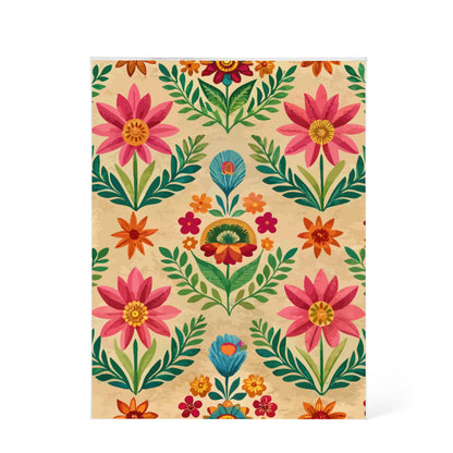 Folk Floral Pattern, Peruvian Inspired 02 - 5.25" x 7" Acrylic Block