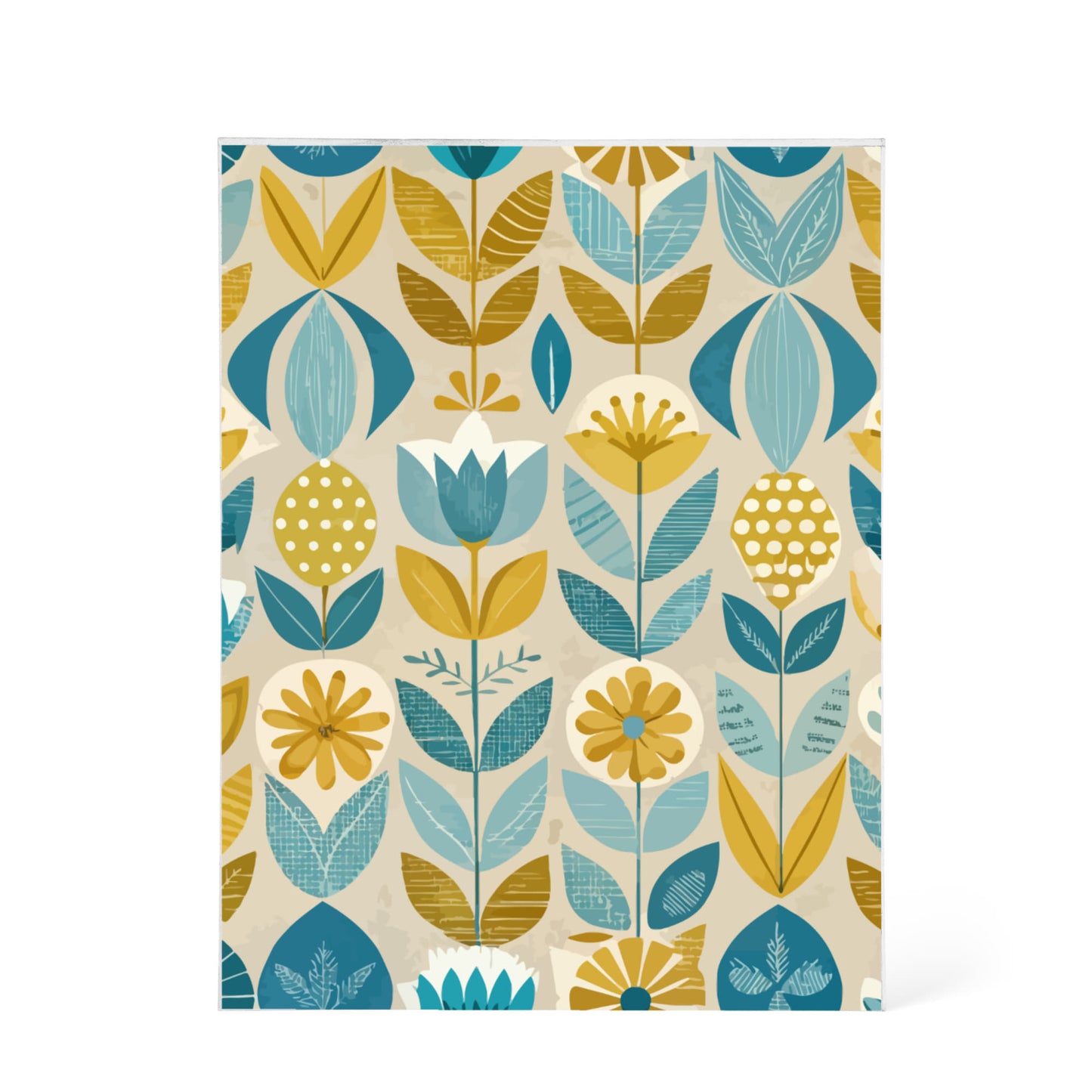 Folk Floral Pattern, Scandinavian Inspired 06 - 5.25" x 7" Acrylic Block