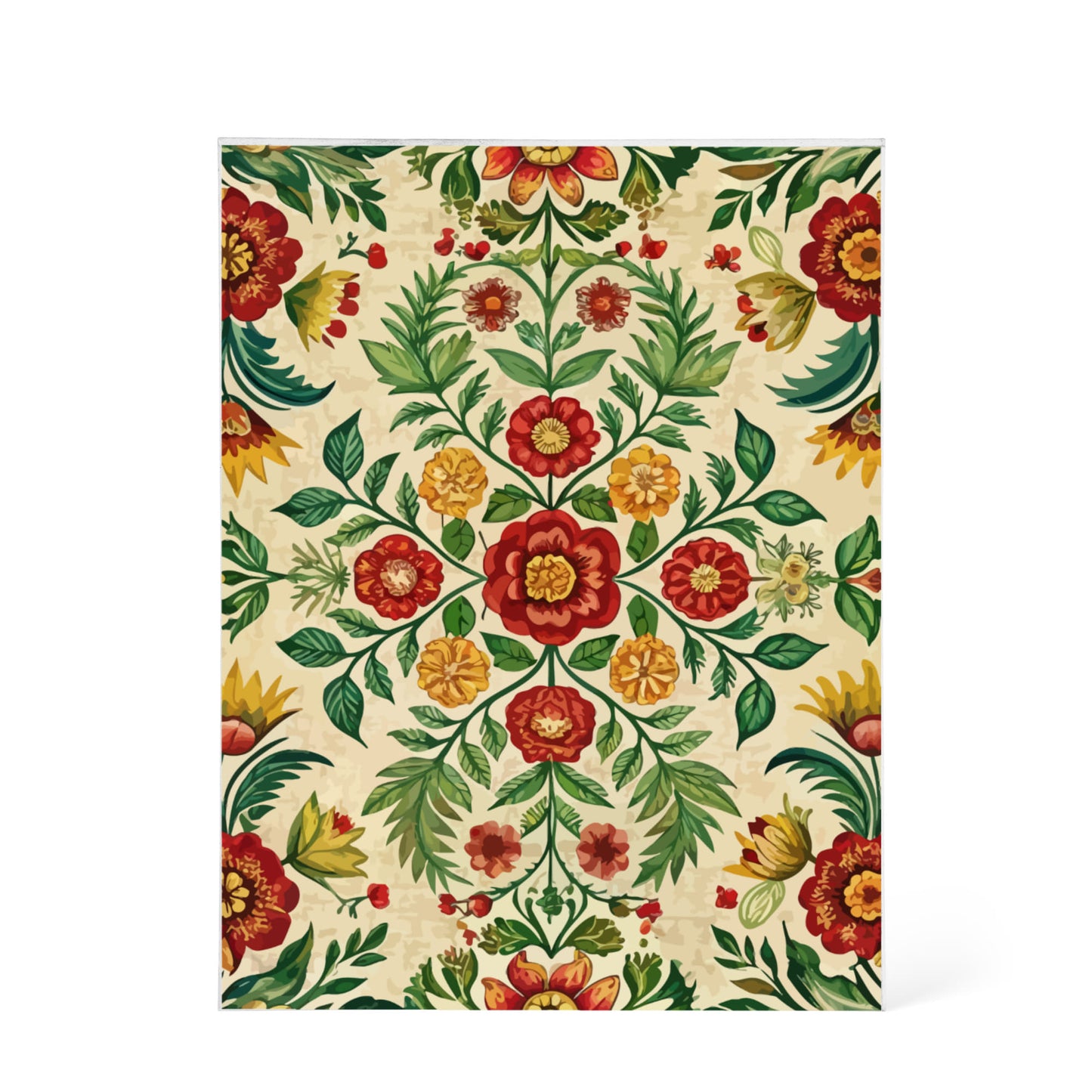 Folk Floral Pattern, Romanian Inspired 05 - 5.25" x 7" Acrylic Block