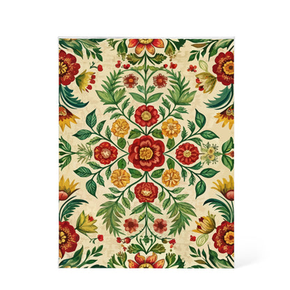 Folk Floral Pattern, Romanian Inspired 05 - 5.25" x 7" Acrylic Block
