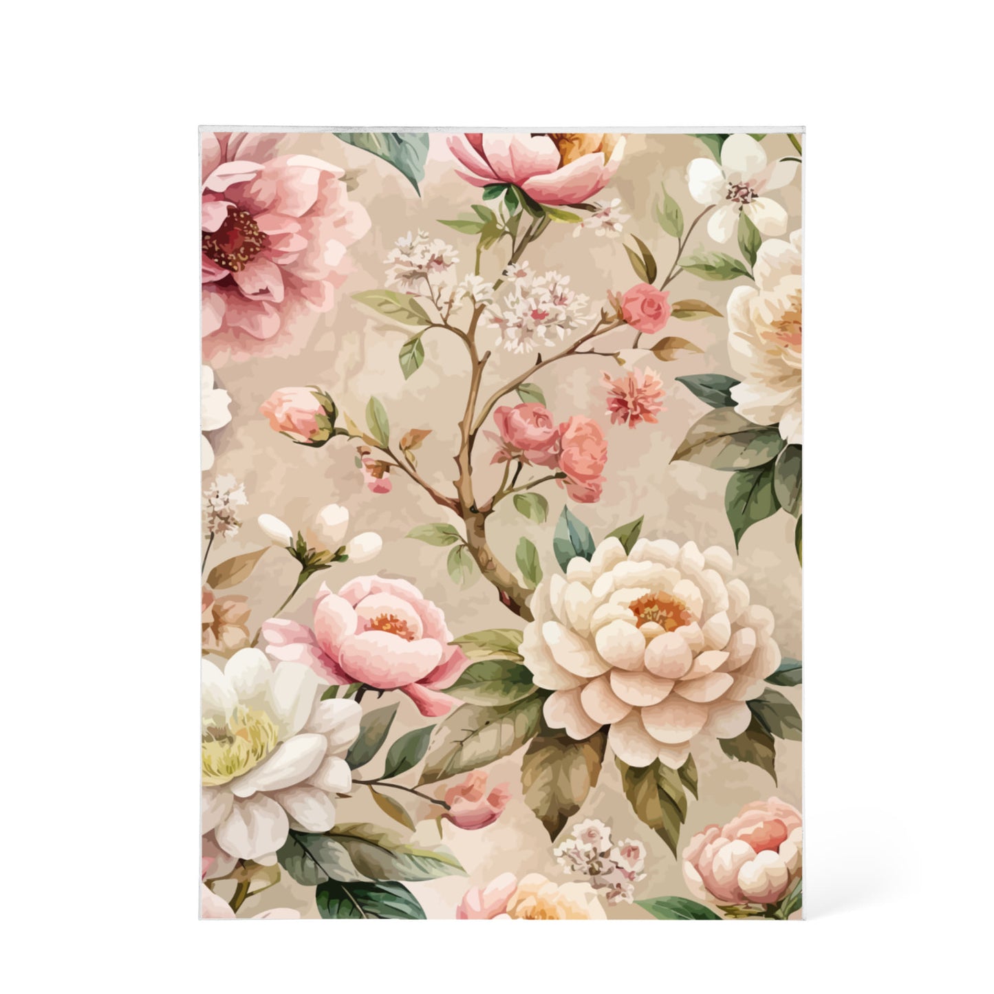 Folk Floral Pattern, Japanese Inspired 02 - 5.25" x 7" Acrylic Block