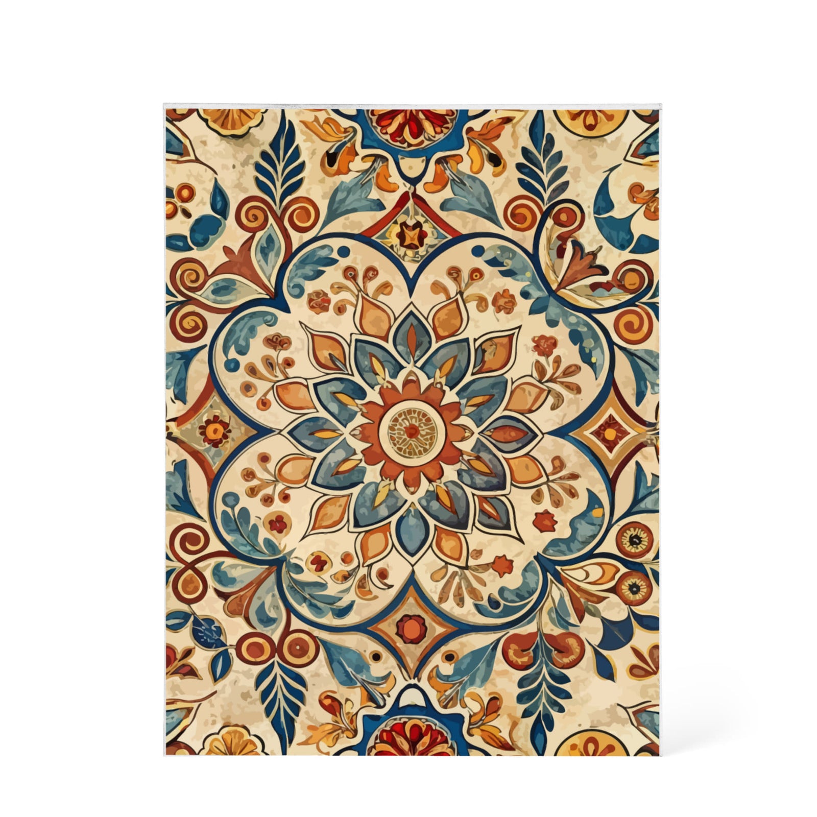 Folk Floral Pattern, Moroccan Inspired 06 - 5.25" x 7" Acrylic Block