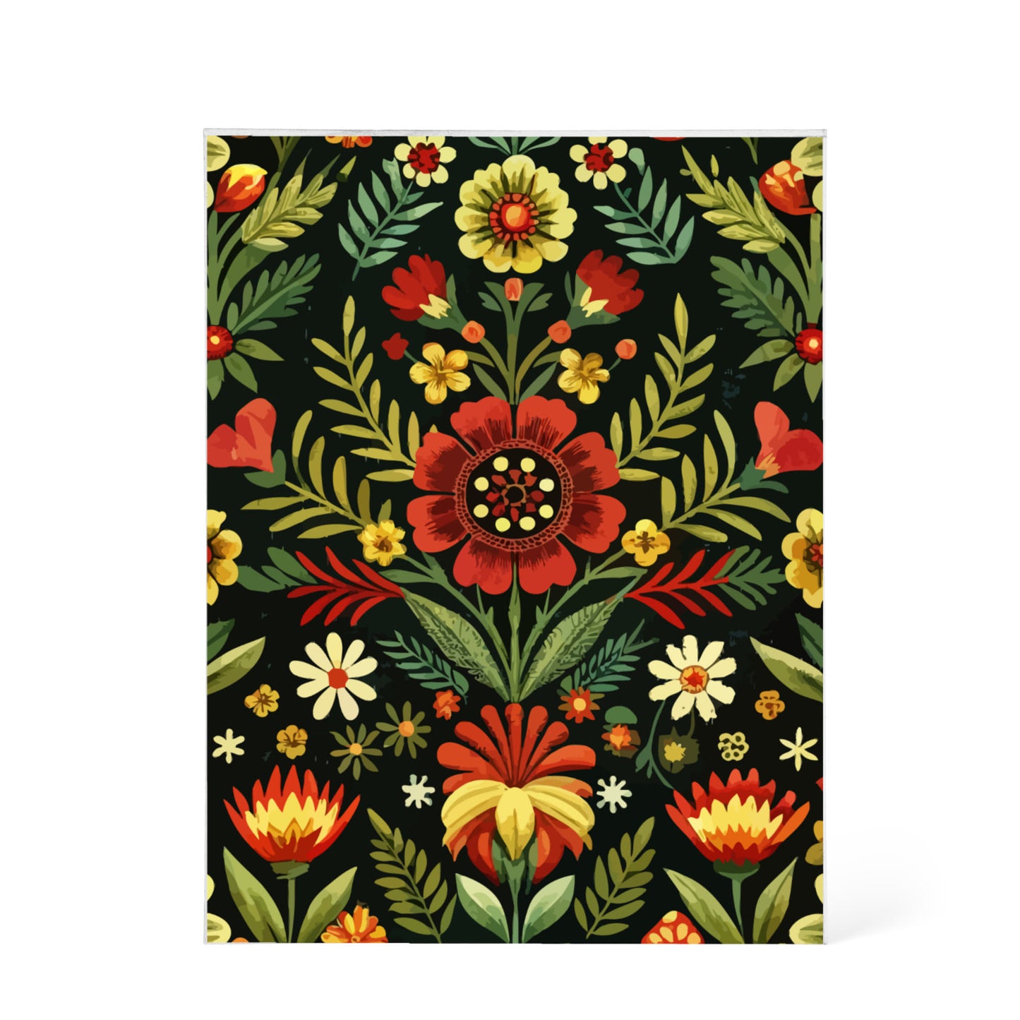 Folk Floral Pattern, Serbian Inspired 01 - 5.25" x 7" Acrylic Block