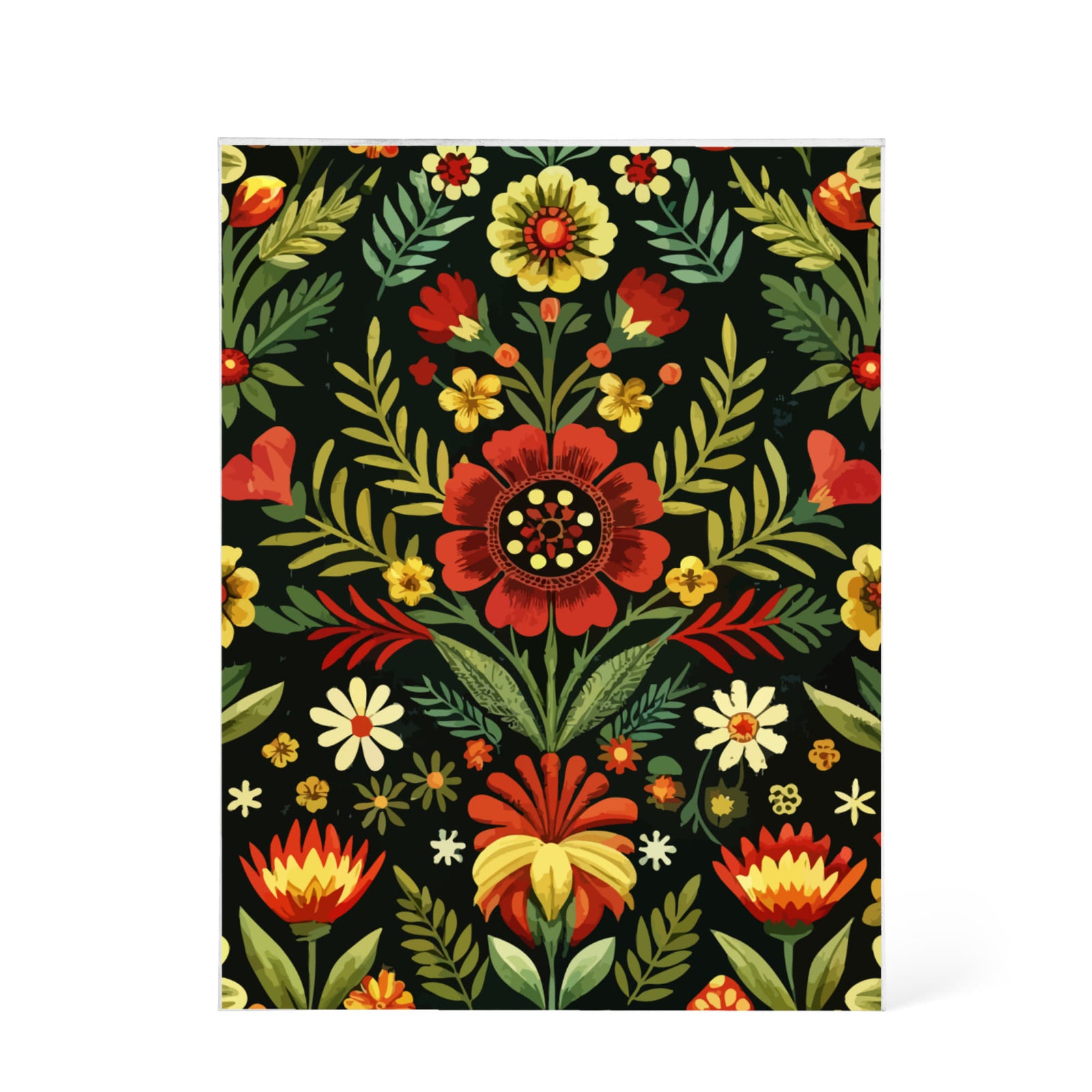 Folk Floral Pattern, Serbian Inspired 01 - 5.25" x 7" Acrylic Block