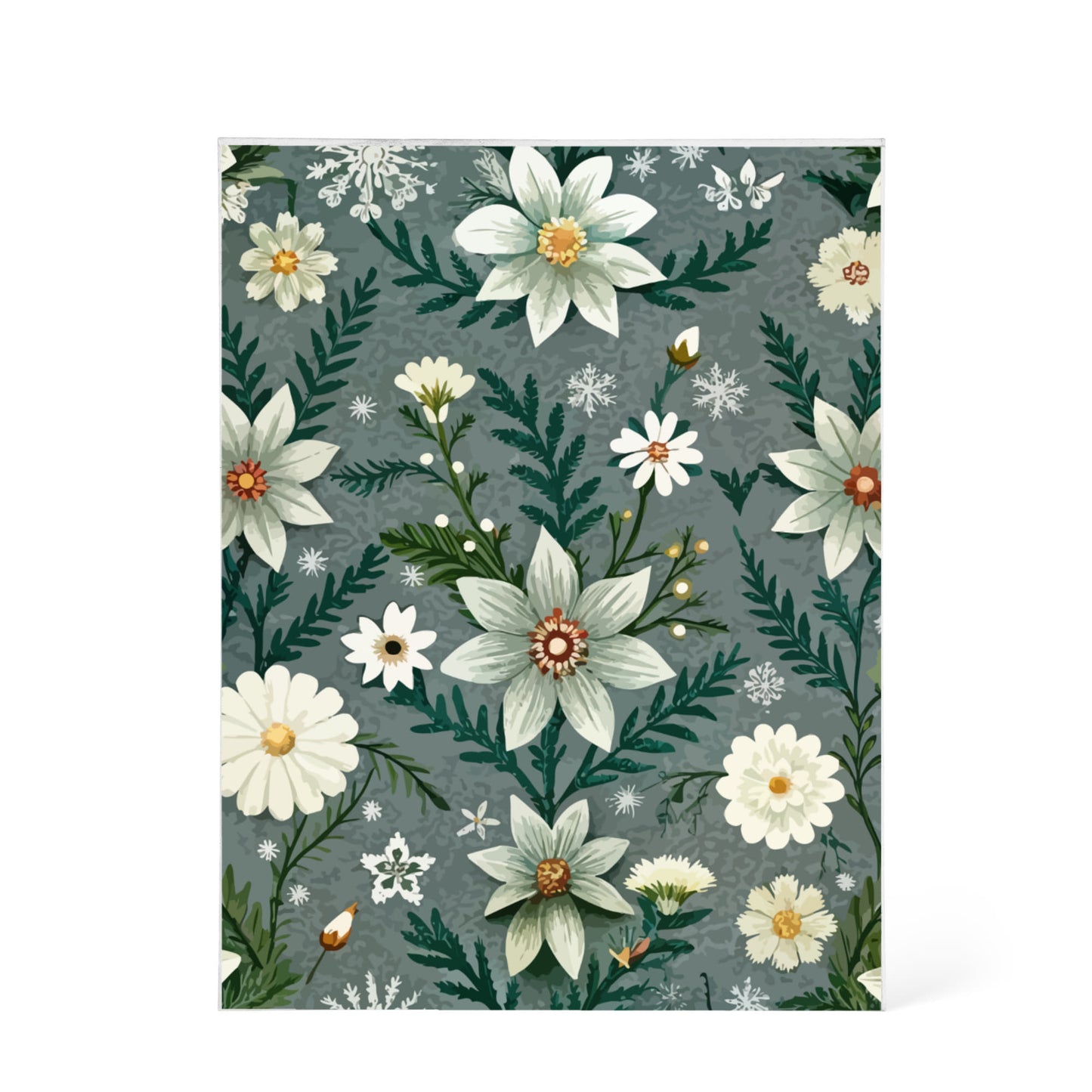 Folk Floral Pattern, Alpine Inspired 06 - 5.25" x 7" Acrylic Block