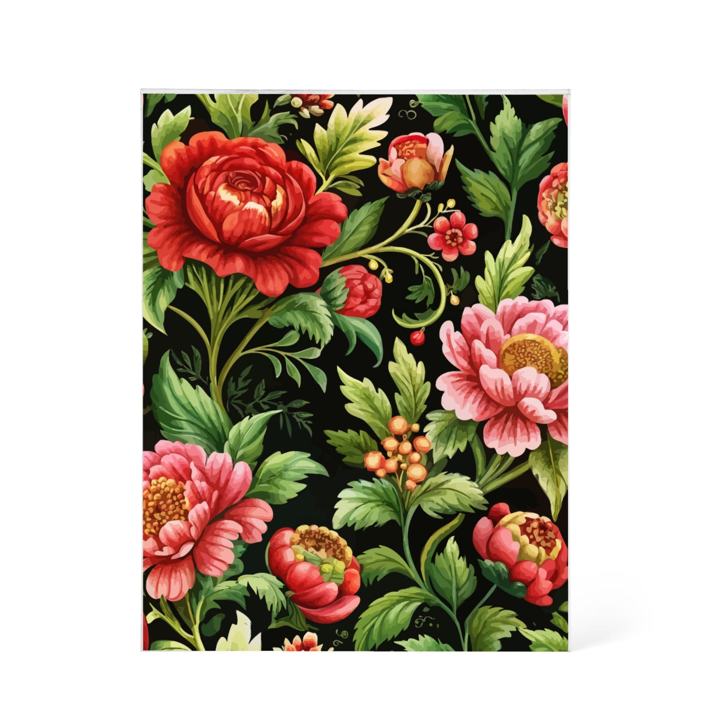 Folk Floral Pattern, Eastern European Inspired 02 - 5.25" x 7" Acrylic Block