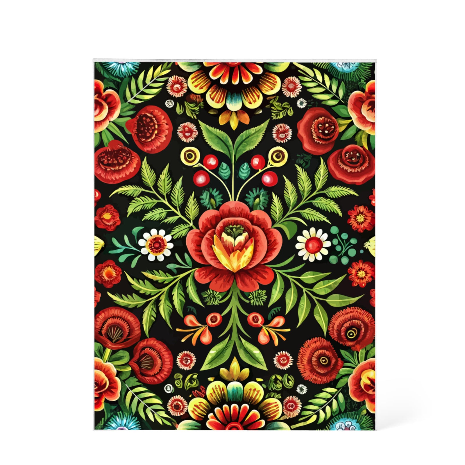 Folk Floral Pattern, Hungarian Inspired 03 - 5.25" x 7" Acrylic Block