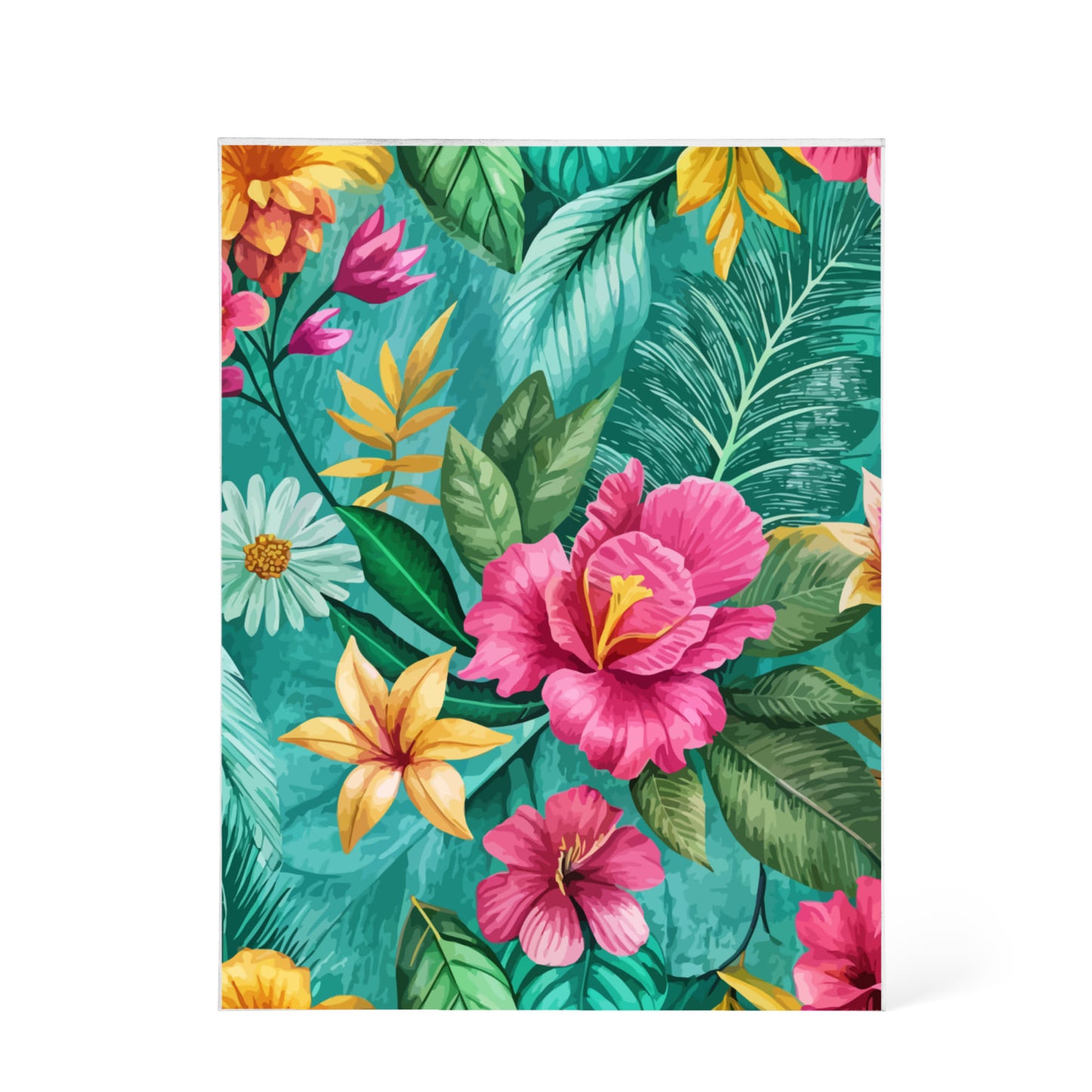 Folk Floral Pattern, South American Inspired 02 - 5.25" x 7" Acrylic Block