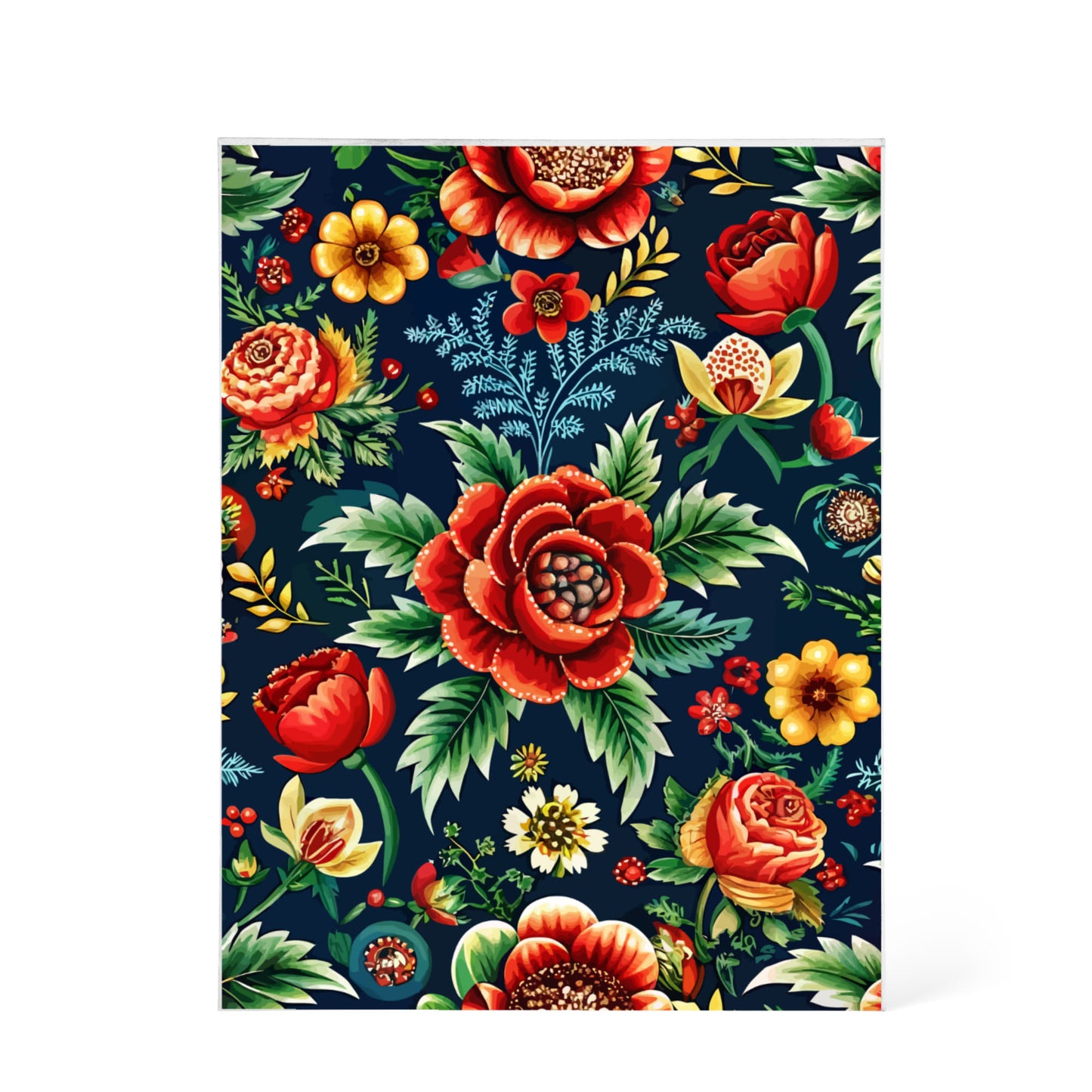 Folk Floral Pattern, Romanian Inspired 01 - 5.25" x 7" Acrylic Block
