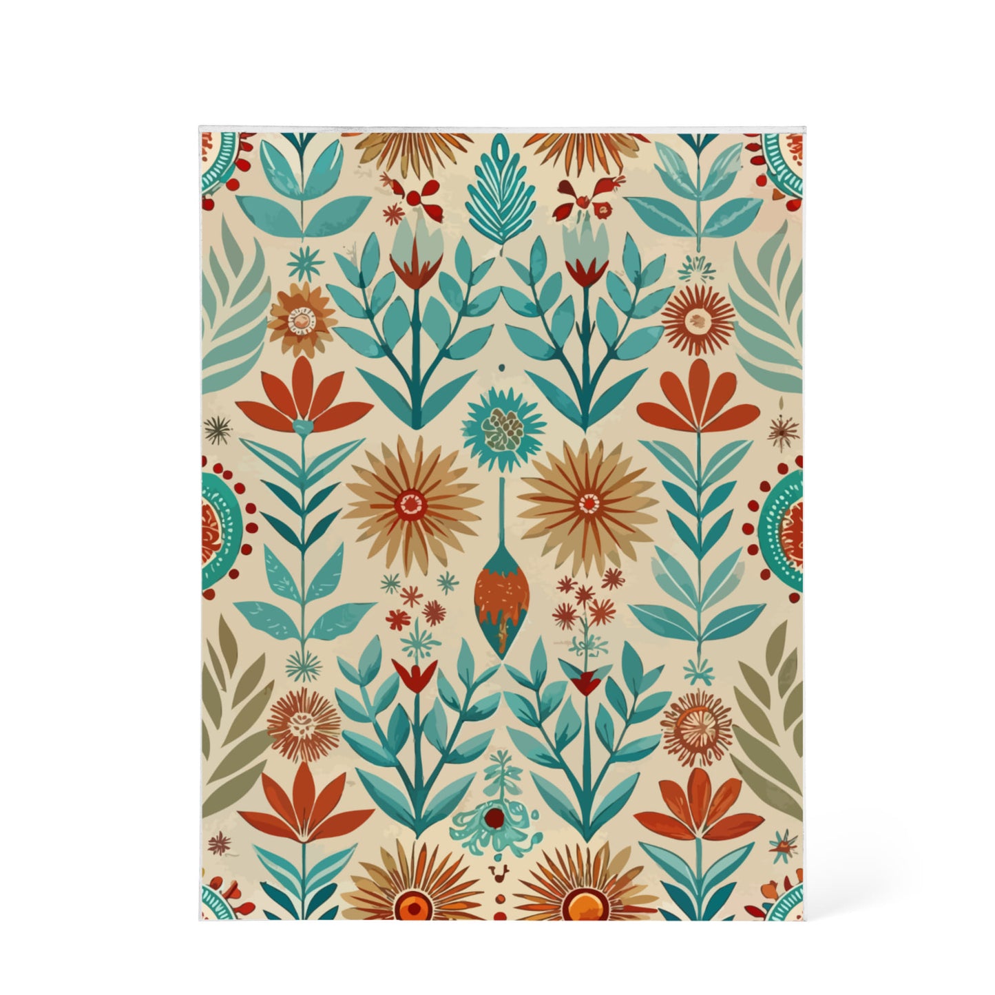 Folk Floral Pattern, Native American Inspired 04 - 5.25" x 7" Acrylic Block