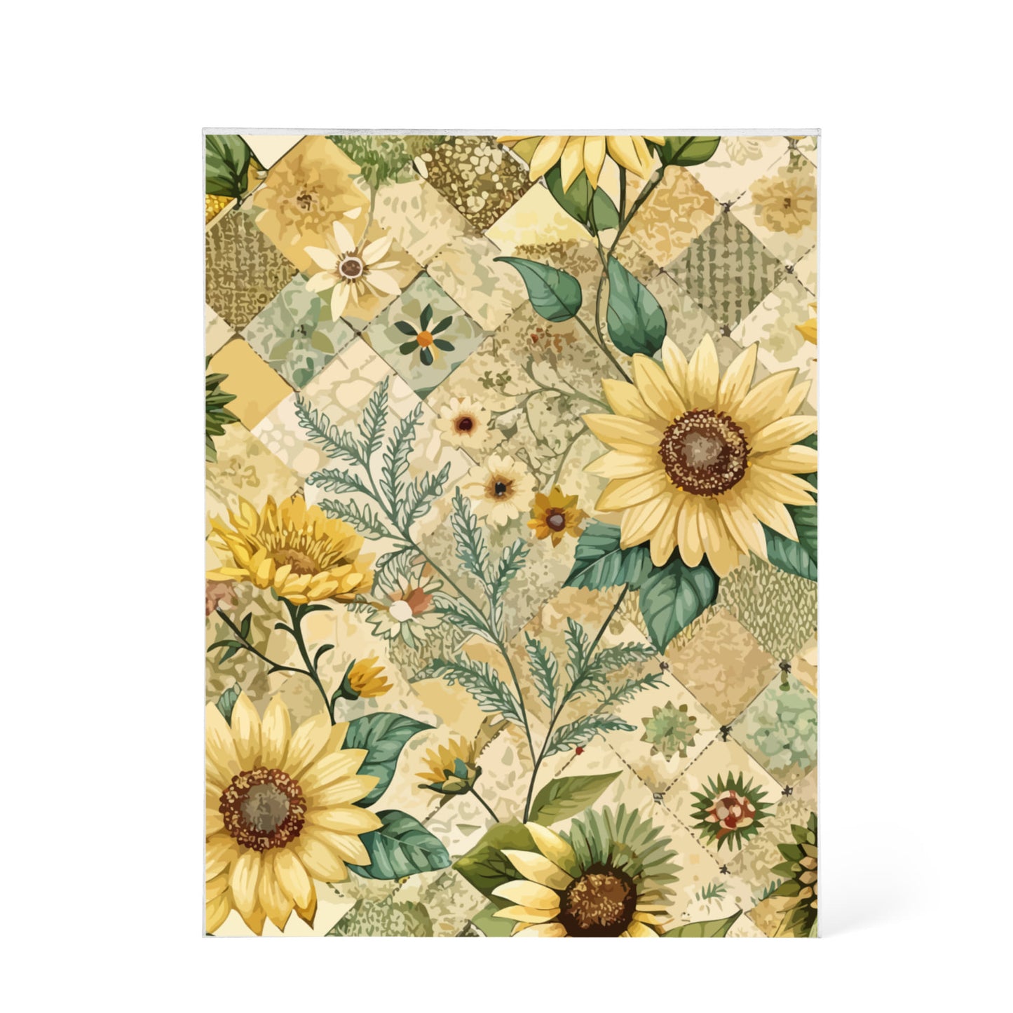 Folk Floral Pattern, Appalachian Inspired 03 - 5.25" x 7" Acrylic Block