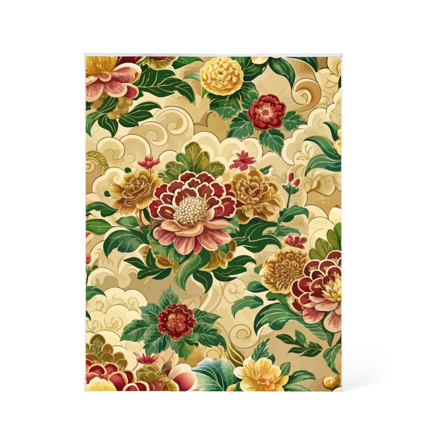 Folk Floral Pattern, Bhutanese Inspired 02 - 5.25" x 7" Acrylic Block
