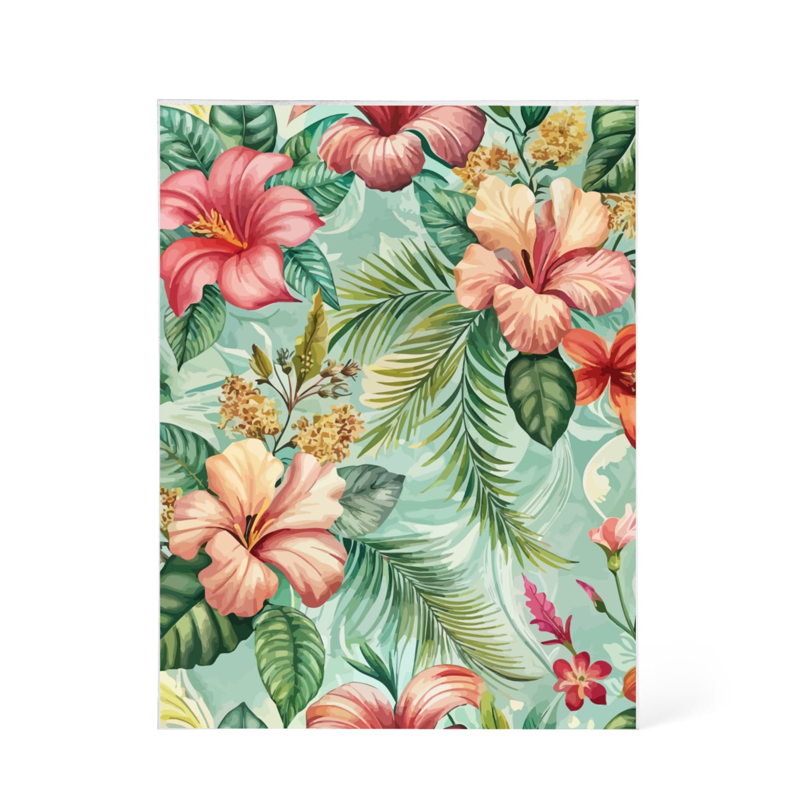 Folk Floral Pattern, Balinese Inspired 04 - 5.25" x 7" Acrylic Block